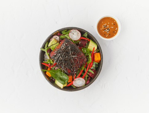 Power Bowl with Miso Blackened and Asian Sesame Dressing